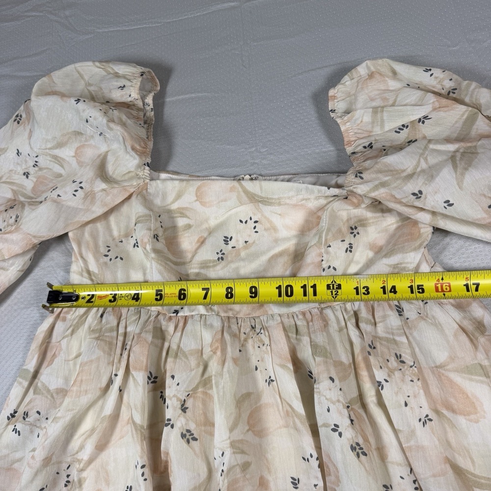 Storia Floral Puff Sleeve Maxi Dress Womens Large Lined Square Neck Cottagecore - Picture 6 of 16